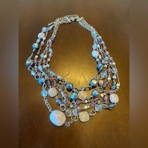 Elegant Lia Sophia Multi-Layered Silver and Purple Necklace